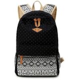 Hitop Geometry Dot Casual Canvas Backpack Bag Fashion Cute Lightweight Backpacks for Teen Young Girls
