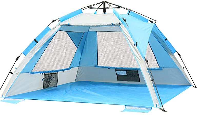 Beach Tent ZOMAKE Large Beach Shelter 2 3 4 People with Sun Protection Design, Pop Up Sun Shelter for Beach Adults Family