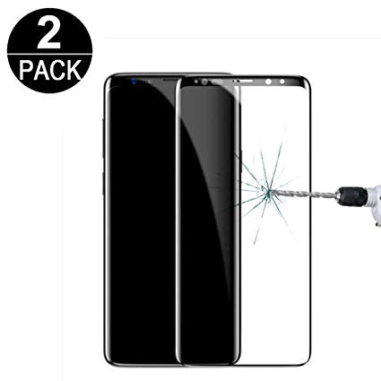 LOUUY Galaxy S8 Glass Screen Protector[2 Pack], 3D Full Coverage[9H Hardness][Anti-Scratch][High Definition][Ultra Clear] Compatible with Samsung Galaxy S8(Black)