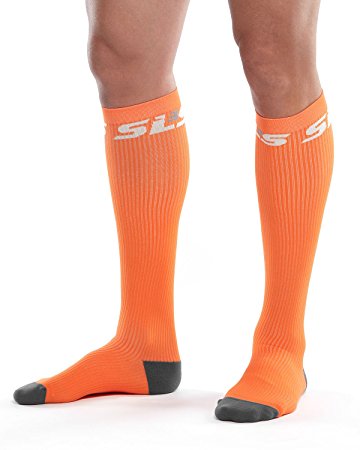 SLS3 True Graduated Allrounder Compression , Performance, Training, Race, Recovery Socks (1 pair) - Helps Shin Splints Black