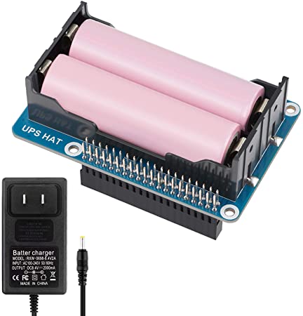 MakerHawk Raspberry Pi UPS Power Supply Uninterruptible UPS HAT 18 650 Battery Charger Power Bank Power Management Expansion Board 5V for Raspberry Pi 4 Model B / 3B   / 3B (Pink1)
