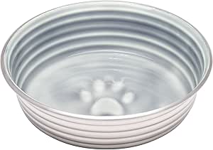 Loving Pets - Le Bol Dog Food Water Bowl Enamel Ceramic Bowl No Tip Stainless Steel Pet Bowl No Skid Spill Proof (Small, Parisian Gray)