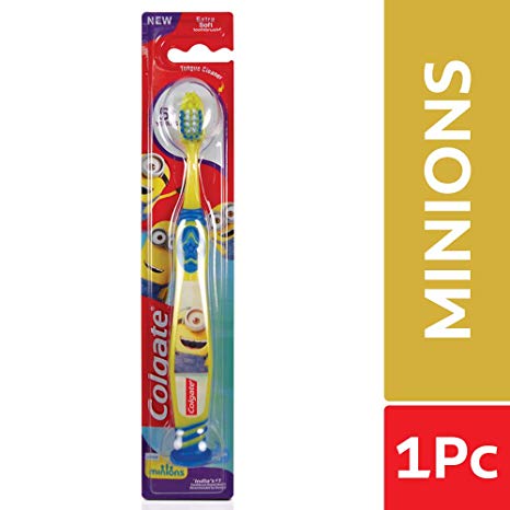 Colgate Kids (5  years) Minion Toothbrush, Extra Soft with Tongue Cleaner - 1 Pc