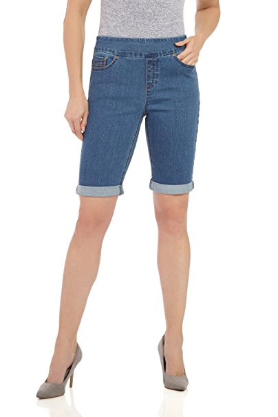 Rekucci Women's "Ease In To Comfort Fit" Stretch Jean Bermuda Short W/ Cuff