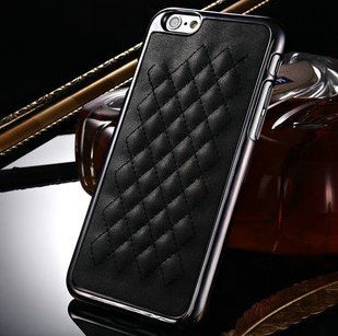 iPhone 6S Plus Case, iPhone 6 Plus Case, Luxurious Quilted Pattern Lamb Skin Leather Chrome Case for iPhone 6S Plus / 6 Plus (Black)