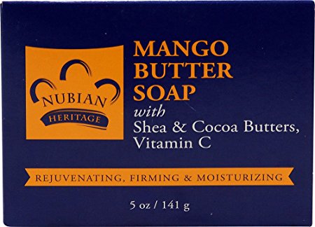 Nubian Heritage Mango Butter Bar Soap with Shea & Cocoa Butter, Vitamin C -- 5 oz (3 unit pack)