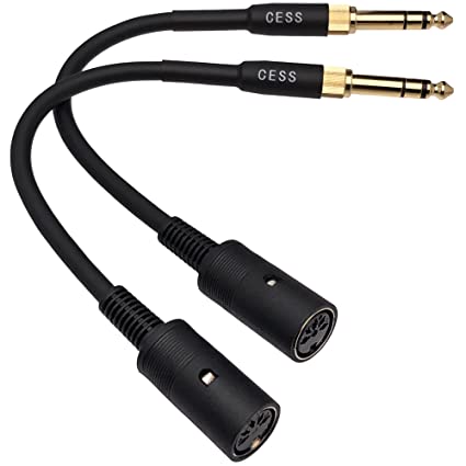 CESS-256 Adapter Convert 1/4" TRS 6.35mm & 3.5mm Stereo Plug to 5 PIN MIDI Audio Cable, 2 Pack