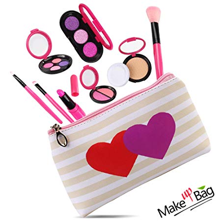 AMOSTING Pretend Makeup Toys for Girls Play Cosmetic Set Make Up Bag for Kids