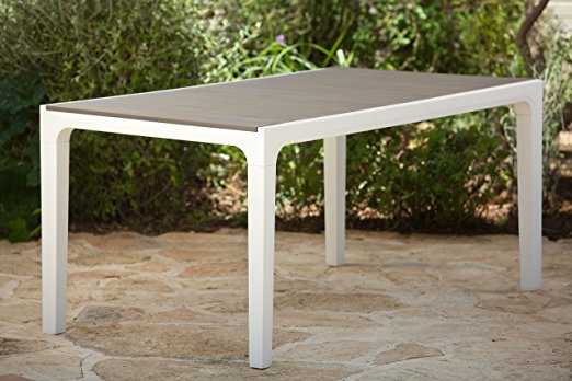 Keter Harmony Indoor/Outdoor Patio Dining Table with Modern Wood Style Finish, (Only Table Is Included)