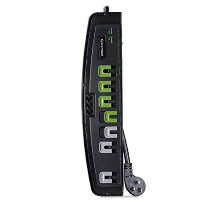 CyberPower CSP706TG Energy-Saving Professional Surge Protector   TEL Protection, 2250J/125V, 7 Outlets, 6ft Power Cord