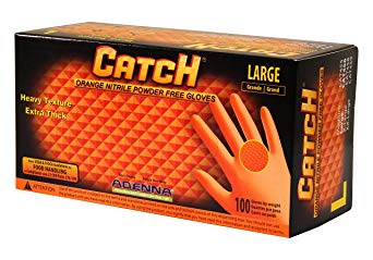 Adenna Catch 8 mil Nitrile Powder Free Gloves (Orange, Large) Box of 100