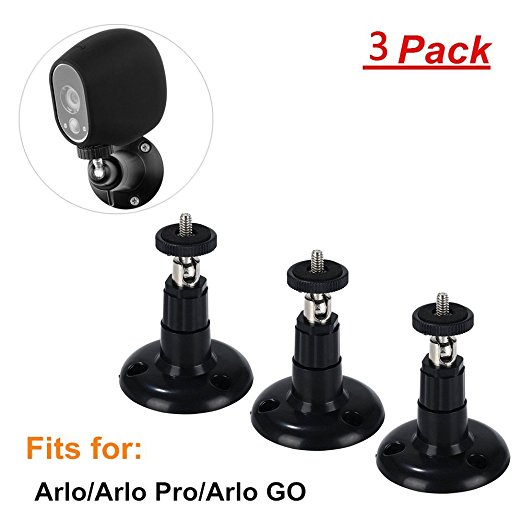 Security Wall Mount, [3 Pack] Adjustable Indoor and Outdoor Mount for Arlo Cam and Arlo Pro / Arlo Go / Arlo Baby or Other Same Interface Compatible Models [CCTV DVR] by ZoneFly