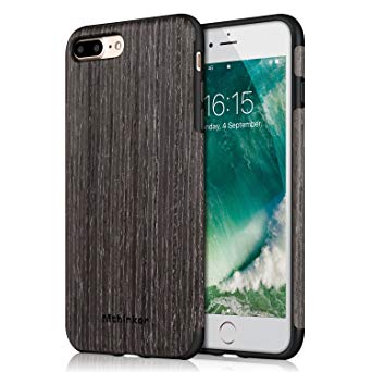 Mthinkor iPhone 8 Plus Case iPhone 7 Plus Case Soft Wood Slim Case for iPhone 7 Plus and iPhone 8 Plus (Black Apricot Wood)