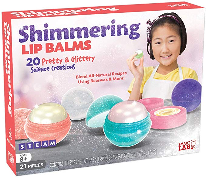 SmartLab Toys Shimmering Lip Balm - 21 Pieces - 20 Recipes - 5 Lip Balm Pods, 11 1/4" H x 8 1/2" W x 2 1/4" D