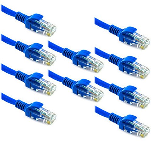 FiveStarCable Cat6 Snagless Ethernet Patch Cable, 1ft, 3ft, 5ft,10ft, 15ft, 25ft, 50ft,100ft cat6 cables (10 Ft (10-pack), Blue)