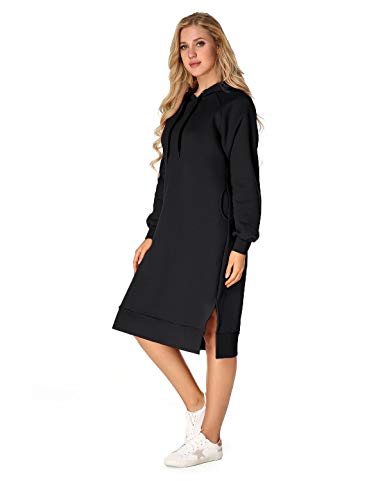 ZANZEA Women's Hoodies Sweatshirt Long Sleeve Hooded Kaftan Pullover Casual Loose Dress