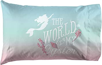 Jay Franco Disney The Little Mermaid Rainbow 1 Pack Pillowcase - Double Sided Kids Super Soft Bedding (Official Disney Product)