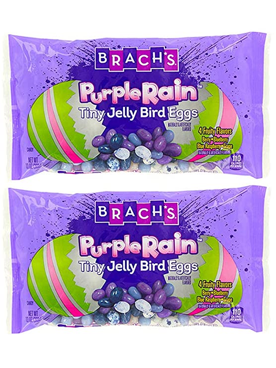 Brach's Purple Rain Tiny Jelly Bird Eggs! Jelly Beans 13 Oz Pack of 2! 4 Fruity Flavors, Berry, Blueberry, Blue Raspberry and Grape! Perfect for Easter Treat!