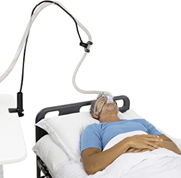 Vive CPAP Hose Holder System - Tubing Hanger Breathing Machine Accessories Bed Clamp Attachment - for BiPAP, C-Pap Mask and Sleep Apnea - Adjustable Headboard Tube Clip - Universal Sleeping Accessory