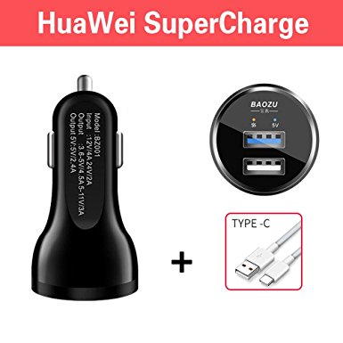 Quick Charge 3.0 Car Charger, Huawei Mate 9 Charger super Fast QC3.0 /2-Port Adapter and type-c cable for Huawei Mate 9 Pro/Mate 9 Prosche Design /P10/P10 Plus by alutata