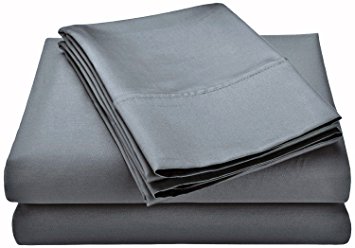 100% Egyptian Cotton King Sheet Set 1000 Thread Count 4 Piece Sheet Set- Color Stone Grey - Fits Mattress Upto 18'' Deep Pocket by Mayfair Linen