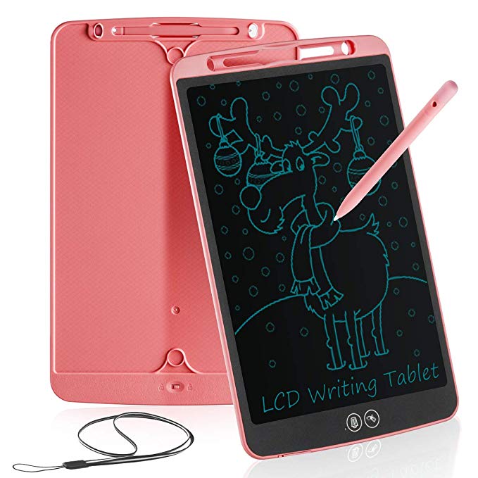 bhdlovely LCD 12-Inch Writing Tablet for Kids Learning Writing Board Partial Erasure Drawing Pad Smart Doodle Drawing Board for Home School Office Portable Electronic Digital Hand Writing Pad(Pink)