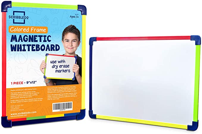 Scribbledo Colored Frame Magnetic Dry Erase White Board 9" X 12" Whiteboard (Does Not Connect to Fridge)