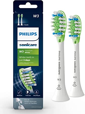 Genuine Philips Sonicare Premium White replacement toothbrush heads, HX9062/65, BrushSync technology, White 2-pk