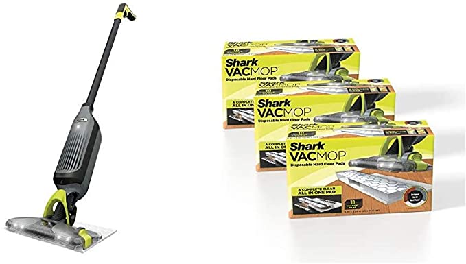 Shark VM252 VACMOP Pro Cordless Hard Floor Vacuum Mop with Disposable Pad   Shark VMP30 VACMOP Disposable Hard Floor Vacuum and Mop Pad Refills, 30 Count