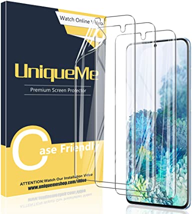 [3 Pack] UniqueMe Screen Protector for Samsung Galaxy S20 Plus(6.7 inch),TPU Clear Soft Film [ Case Friendly] Touch Sensitive -Samsung Galaxy S20 Plus