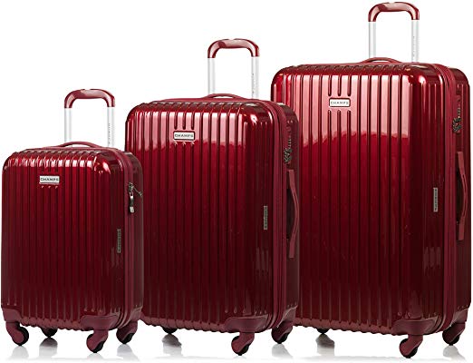 CHAMPS 'Rome Collection' 3-Piece Expandable HARDSIDE Spinner Luggage Set (Red)