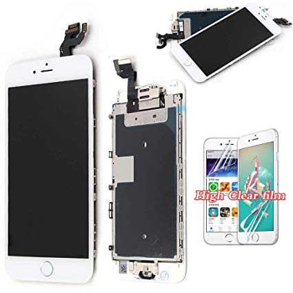 recyco Compatible Screen Replacement for iPhone 6S White - New LCD with Home Button Front Camera   Proximity Sensor   Ear Speaker Full 3D Touch Digitizer Assembly Frame   Tools