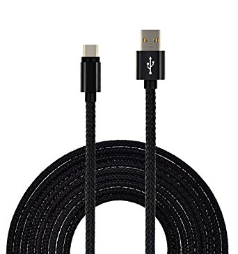 UNISAME 10Ft Rugged Bold Nylon Braided USB Type-C 3.1 to USB 2.0 A Male Data Charging Cable Reversible Connector Charger Cord for Moto Z Force, LG G5, Nexus 6P 5X, HTC 10, Oneplus 2 3 and More