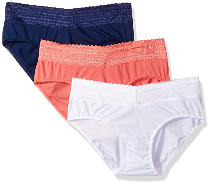 Warner's Women's Blissful Benefits No Muffin Top 3 Pack Lace Hipster Panties