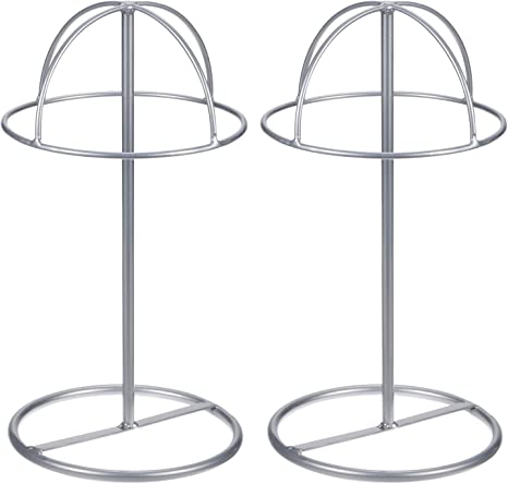 uxcell Metal Hat Display Stand 2 Pack Tabletop Hat and Wig Rack Holder for Baseball Cap, Fedora Hat, Cowboy Hat - Silver