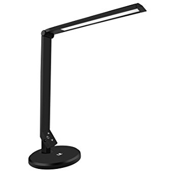 LE Dimmable LED Desk Lamp, Eye Protection Design Reading Lamp,12W, 800lm, 120 Degree Beam Angle,Touch Sensitive Control, USB Charging Port, Table Lamp, Bedroom Lamp, Black