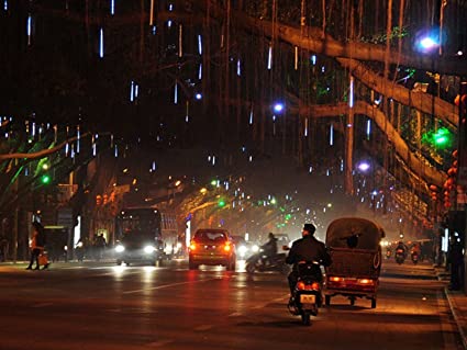 T.G.I. Store Amazing Meteor Shower Rain Snowfall LED Tube 50CM String Christmas Xmas Lights Decoration 30 LED Bulbs Per 1 Tube (8, Purple)