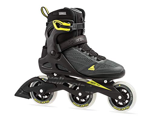 Rollerblade Macroblade 100 3WD Men's Adult Fitness Inline Skate, Anthracite and Neon Yellow, Performance Inline Skates