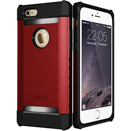 iPhone 6s Case, ESR iPhone 6 / 6s Case Hybrid Shockproof [Super Drop Protection]Rugged Case [Free Screen Protector ] Tough Armor Bumper Case Cover for Apple iPhone 6 / iPhone 6s (Shielder_Red)