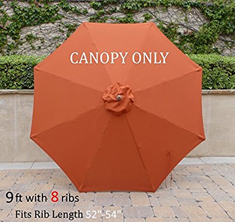 Replacement Umbrella Canopy for 9ft 8 Ribs Terra Cotta (Canopy Only)