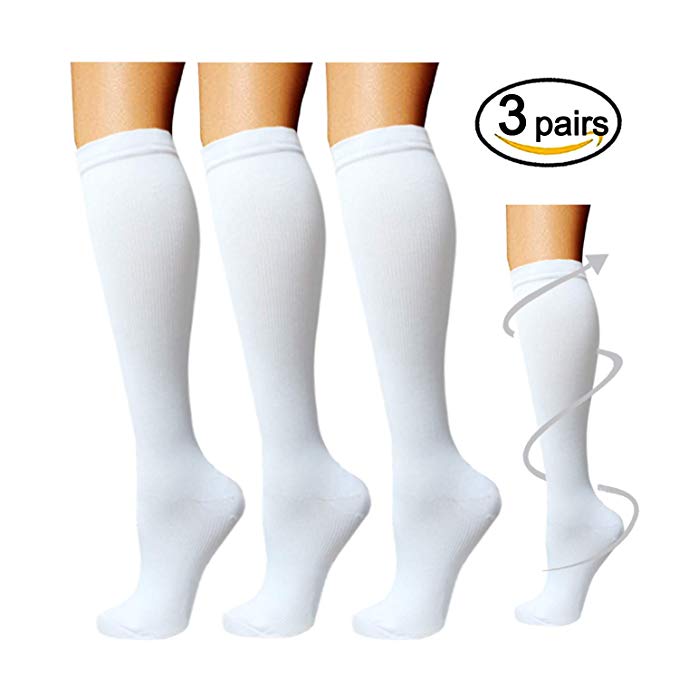 Compression Socks 3 Pairs For Women & Men-Best Compression Stockings For Running - 15-20mmHg