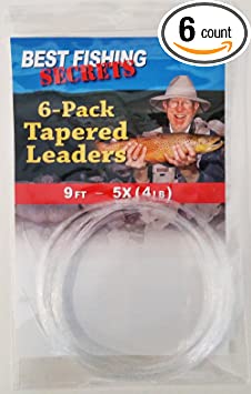 6-Pack 9' 5X Fly Fishing Tapered Leaders