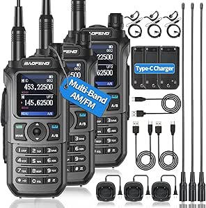 BaoFeng Ham Radio UV-21R Handheld Long Range Two Way Radio USB Charger Rechargeable Walkie Talkies for Adults 999 Channels VOX with 771 Antenna(3 Pack)