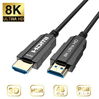CABLEDECONN 8K HDMI Optic Cable Real UHD HDR 8K 48Gbps,8K@60Hz 4K@120Hz HDMI Fiber 10m 33ft Support 3D HDCP2.2 HDMI Cable for PS4 SetTop Box HDTVs Projectors