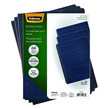 Fellowes Binding Grain Presentation Covers, Oversize, Navy, 200 Pack (52136)