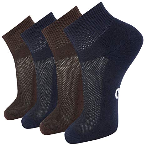 MD 4 Pack Mens Ultra Comfort Rayon from Bamboo Ankle Socks Cushioned Sole Quarter Dress Socks