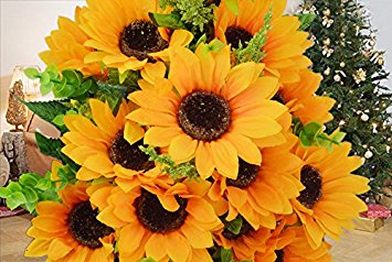 Artificial Sunflower Bouquet – Pistha Artificial Flowers Bouquet for Home, Shop Decor, Wedding Using or Film Shooting, 12 Flowers Per Bunch, 2 Bunches Per Pack