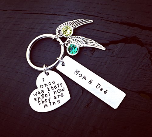 I Once Was Their Angel, Now They Are Mine Memorial Key Chain | Parents Memorial Jewelry | Mom & Dad Memorial Jewelry | Parent Loss Keepsake | Sympathy Gift