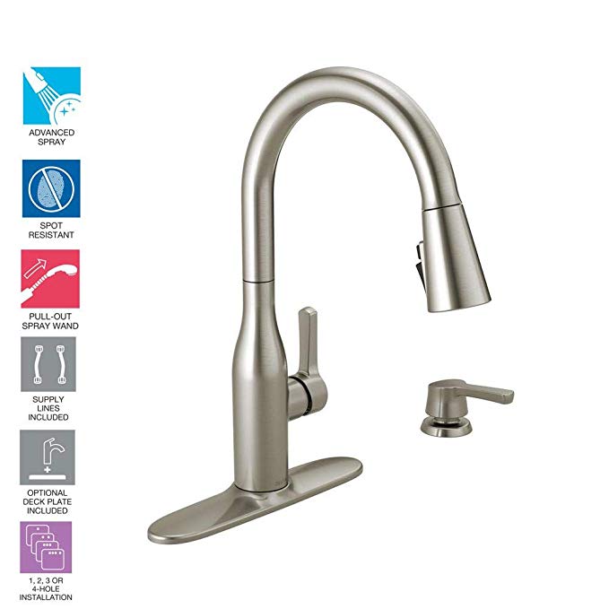 Delta 19780Z-SPSD-DST Marca Single-Handle Pull-Down Sprayer Kitchen Faucet with ShieldSpray Technology