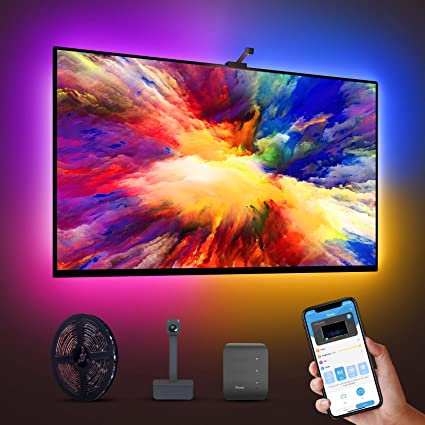 Govee WiFi TV Led Backlights, 1080p Colorsense Camera Rgbic TV Led Strip Lights Works with Alexa and Google Assistant, App Control Music Sync Tv Led Strip for 55-75inch TV, Adapter Powered